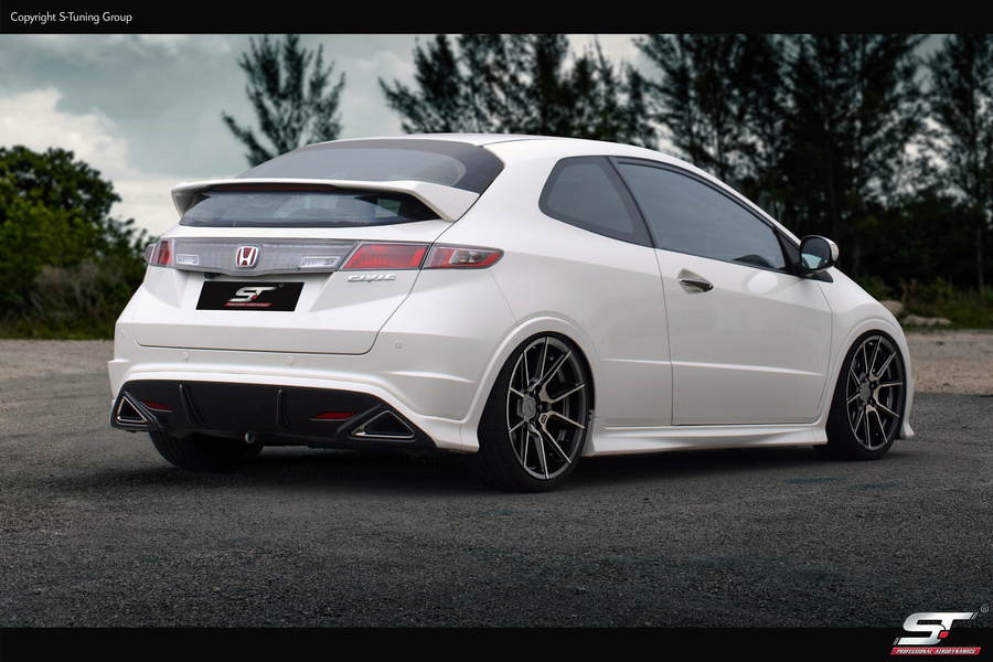 Für Honda Civic FN2/FN/FK. Aerokit GP Heckansatz, Heckspoiler, Hecklippe, Rear bumper splitt