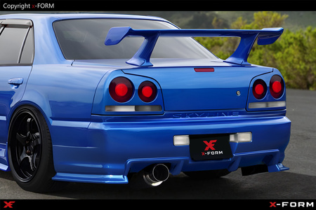 Für Nissan Skyline R34 GT GTT 4-Türer Z-Tune Style Heckstoßstange  Rear Bumper inkl. Spats Extensions